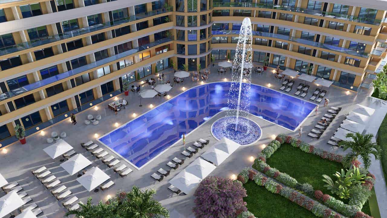 Eine luxuriöse Immobilie am Strand von Long Beach auf Nordzypern, mit Blick auf das glasklare Meer und Sonne im Hintergrund. Eine tolle Gelegenheit, in ein Stück Paradies zu investieren und das Leben im Bellagio Projekt auf Zypern in vollen Zügen zu genießen.